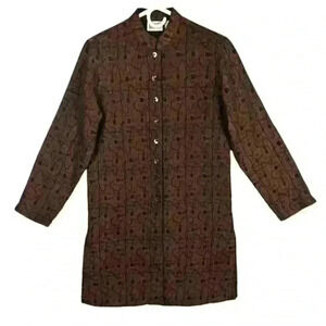 EUC Chico's Design Size 0 (S 4) Brown Black Sparkle Mid-Length Jacket Coat‎